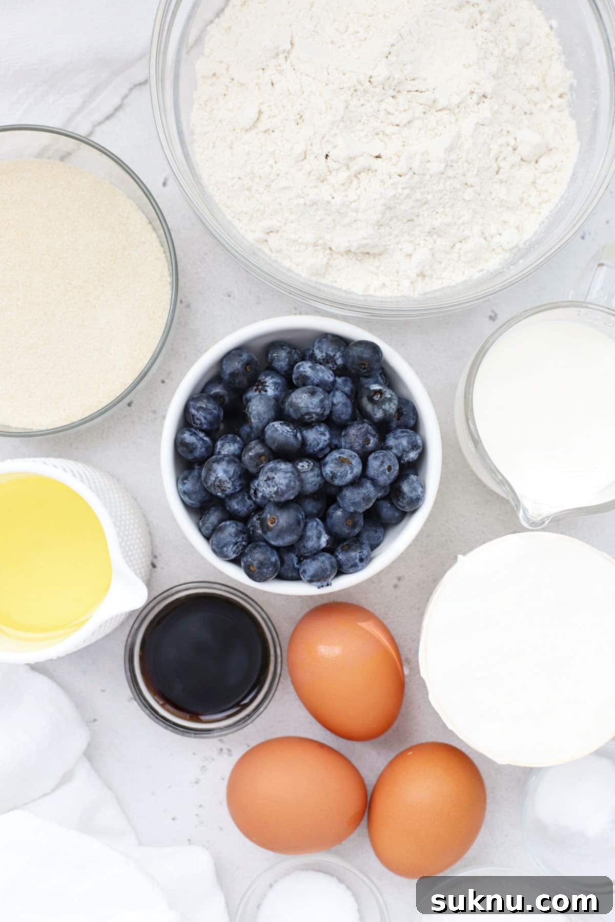Ingredients for gluten-free blueberry muffins