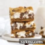 gluten-free s'mores bars stacked on a plate