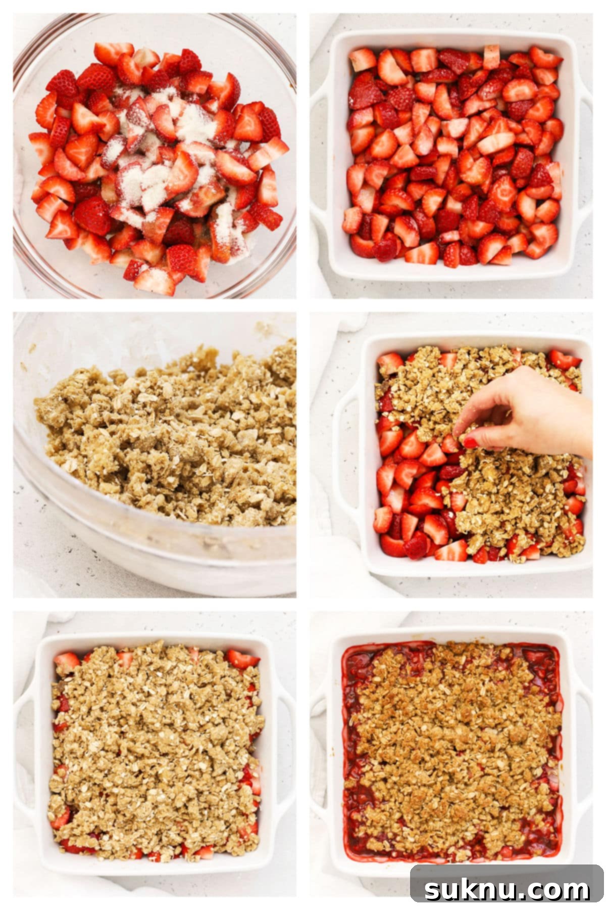 Gluten Free Strawberry Crumble 4 Step-by-step process for making gluten-free strawberry crisp