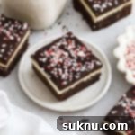 Festive Gluten-Free Peppermint Crunch Brownies 11 gluten-free peppermint crunch brownies cut into squares