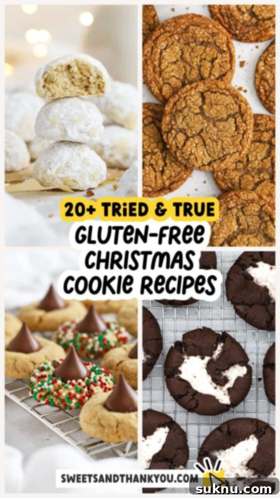 Festive Gluten-Free Peppermint Crunch Brownies 8 collage of various gluten-free holiday cookies