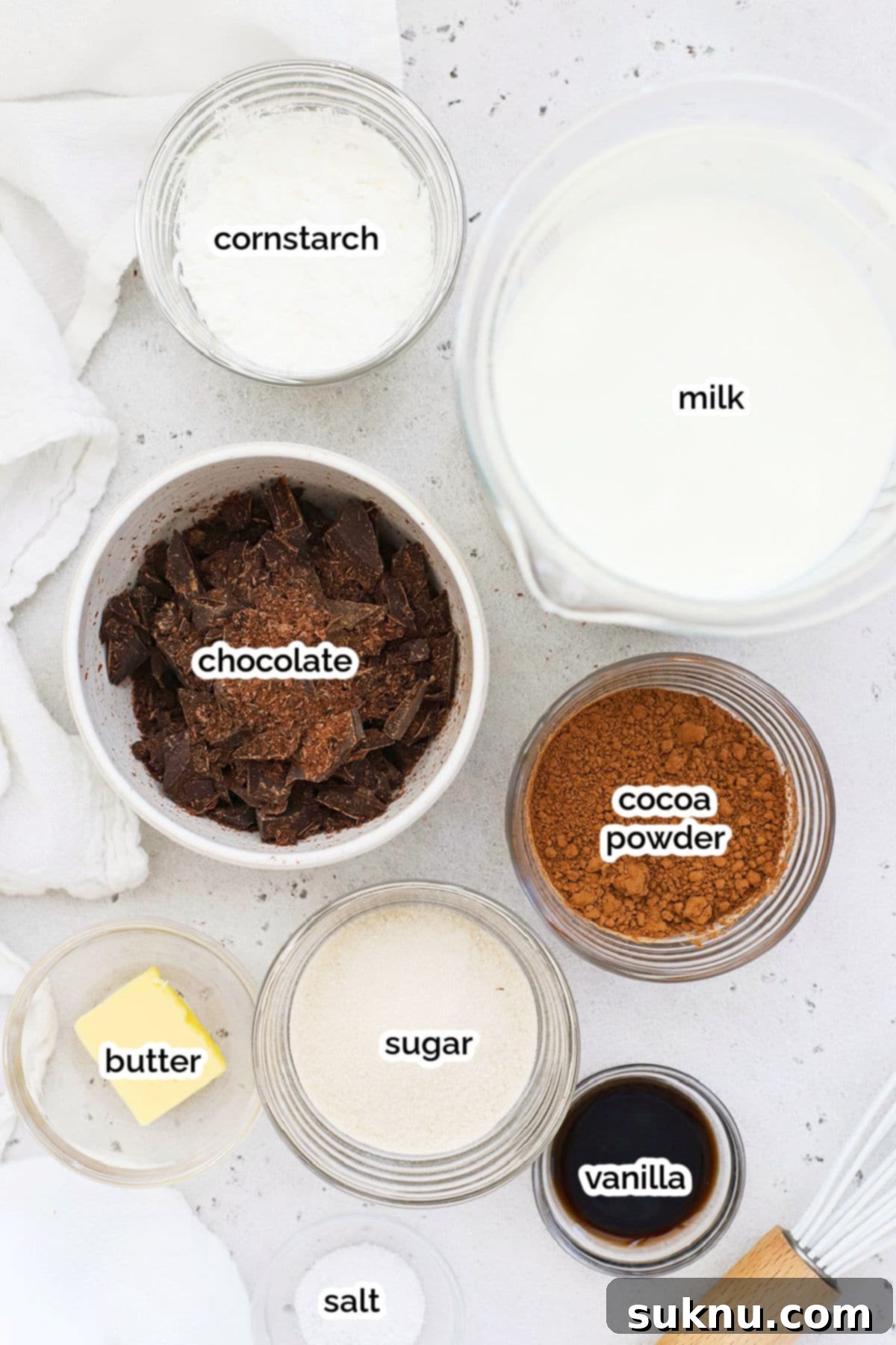 ingredients for gluten-free chocolate pudding