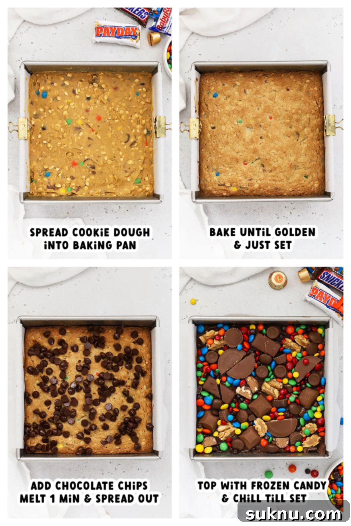 Gluten-Free Candy Cookie Dream Bars 6 making cookie bars with leftover candy, step by step