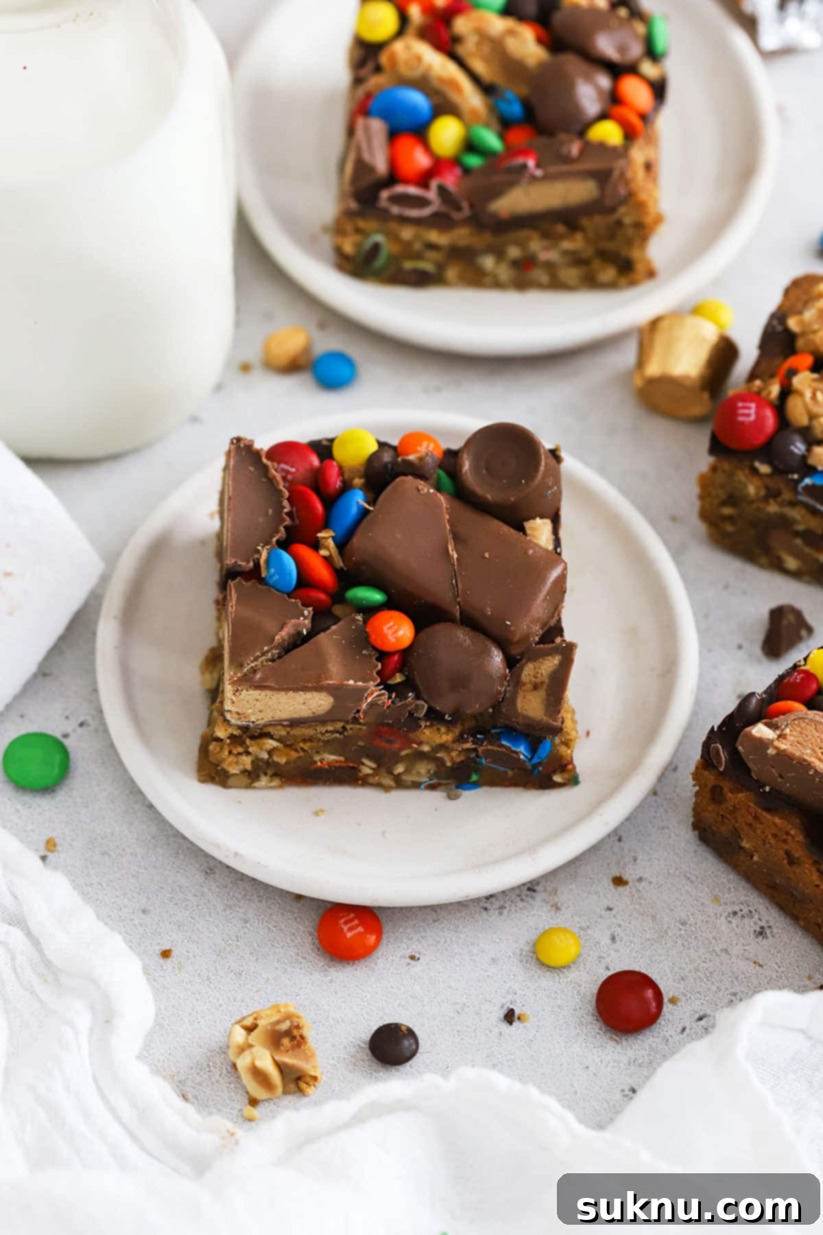 Gluten-Free Candy Cookie Dream Bars 9 leftover halloween candy cookie bars cut into squares