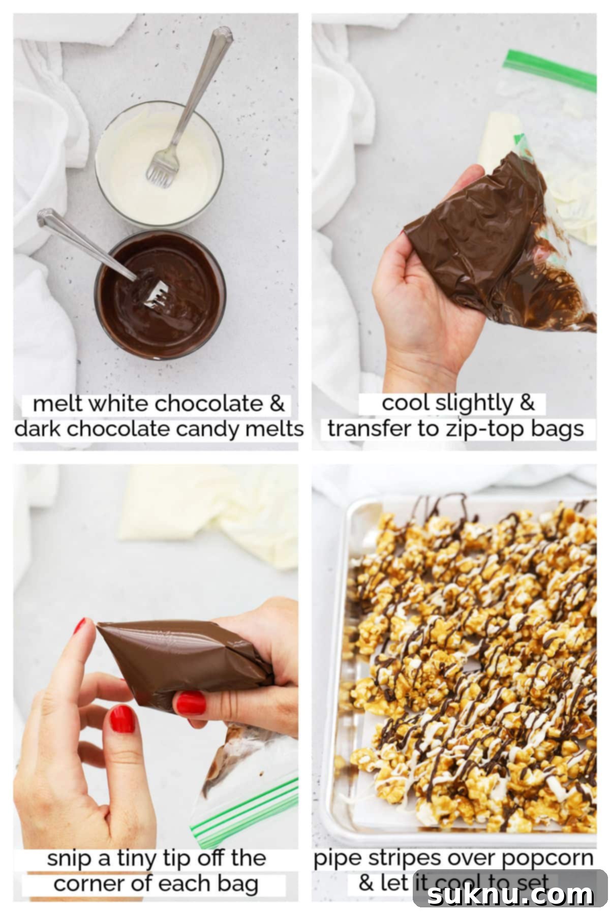 Swirled Zebra Popcorn 5 Making zebra popcorn, step by step