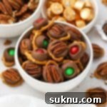 Gluten-Free Rolo Pretzel Turtles 12 A close-up of a gluten-free Rolo pretzel bite, showcasing the melted caramel and chocolate.