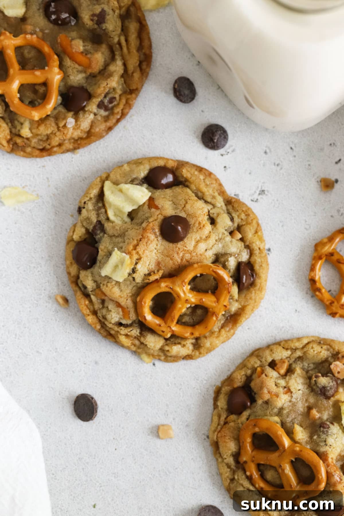 Gluten Free Everything Cookies 7 chewy kitchen sink cookies (gluten-free) on a white background