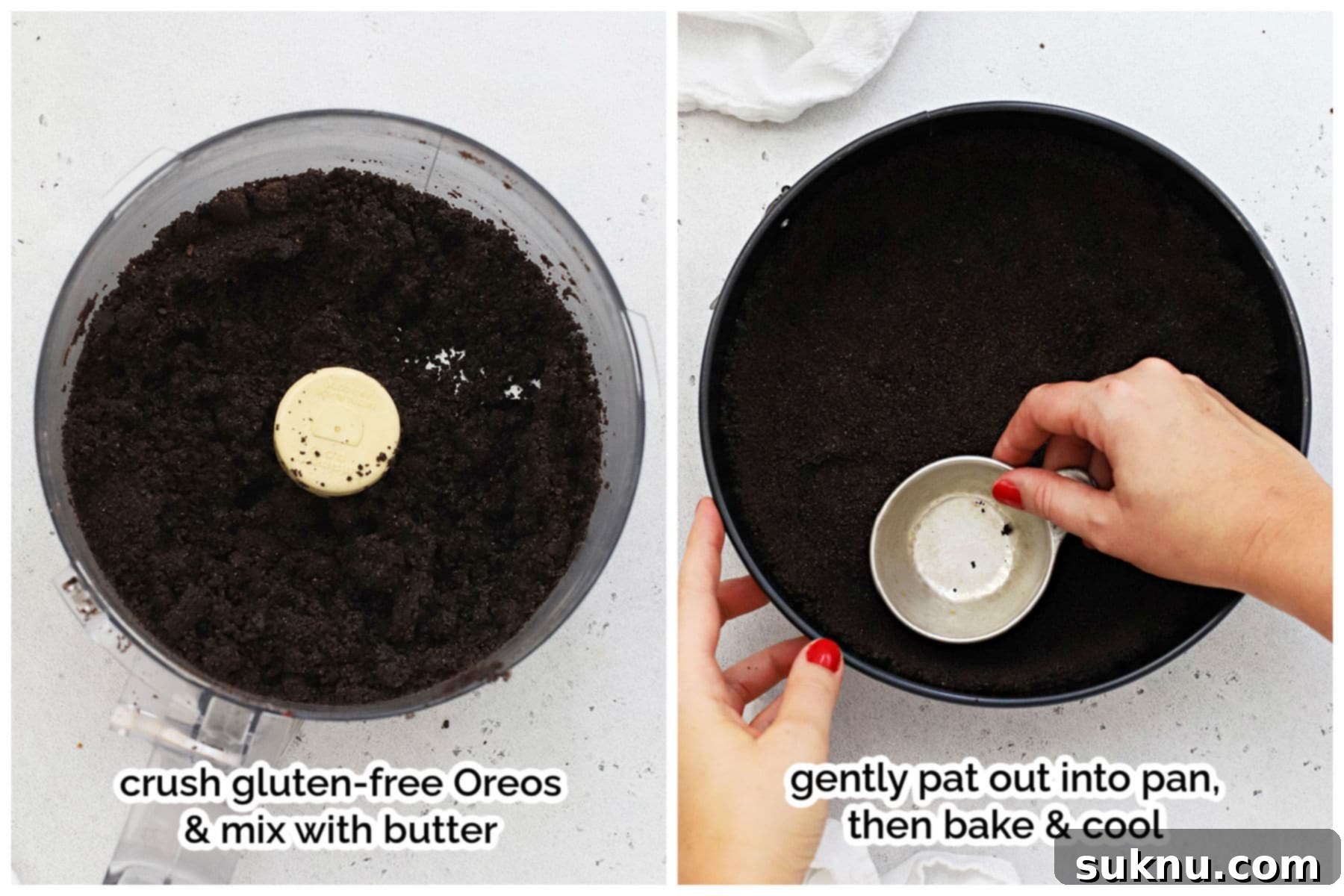Ultimate Gluten-Free Oreo Cheesecake 4 making gluten-free Oreo cheesecake crust, step by step