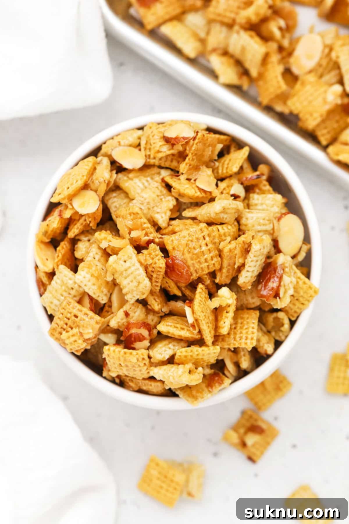 gluten-free gooey chex mix with almonds and coconut