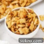 gluten-free sweet chex mix in a serving bowl