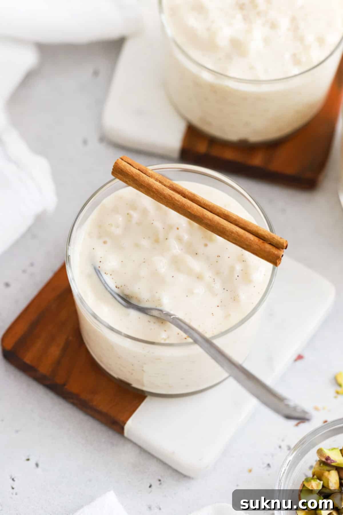 Velvety Gluten-Free Rice Pudding 12 glass bowls of gluten-free rice pudding topped with cinnamon sticks