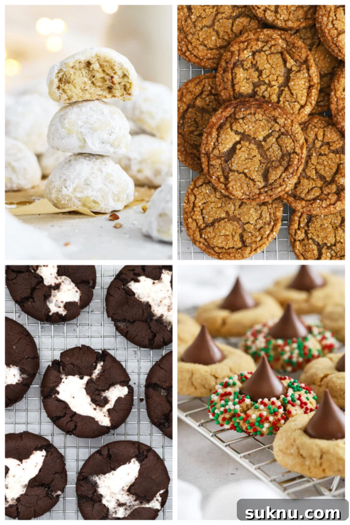 A vibrant collage of various gluten-free holiday cookies, showcasing their diverse shapes, colors, and festive appeal.