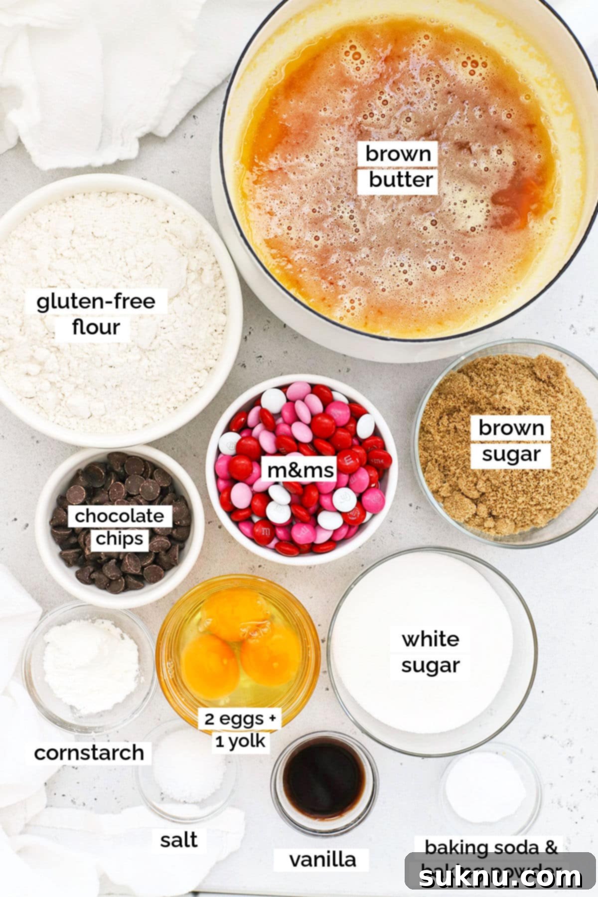 ingredients for gluten-free Valentine's cookies