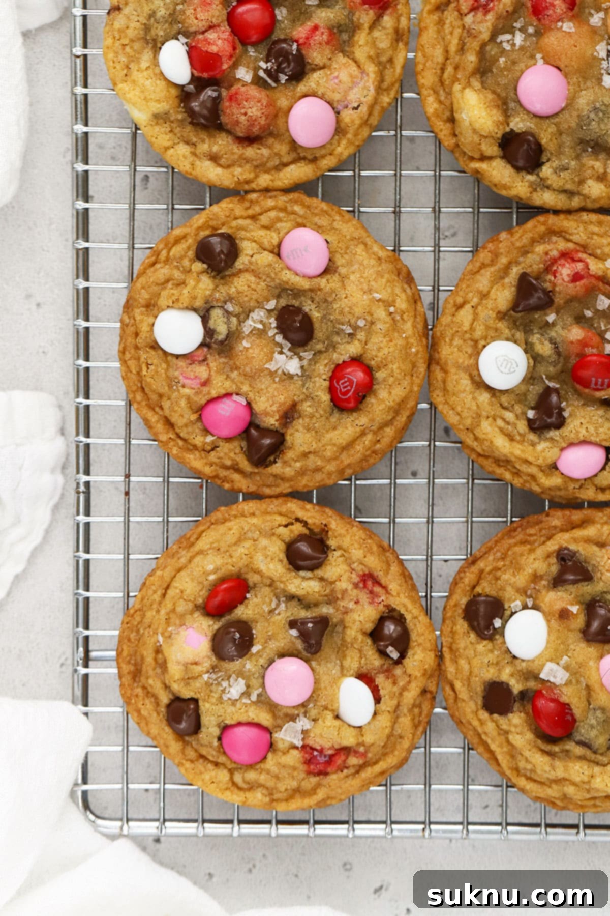 gluten-free Valentine's Day cookies cooling on a wire rack