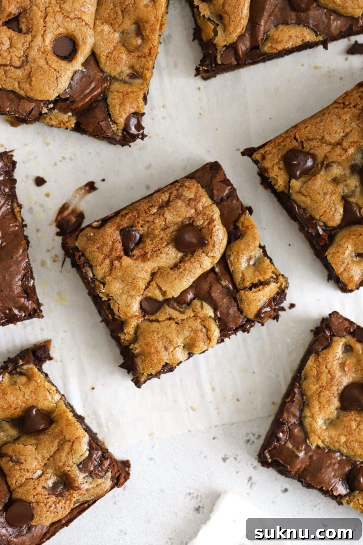 Gluten-free brookies with distinct brownie and cookie layers swirled together