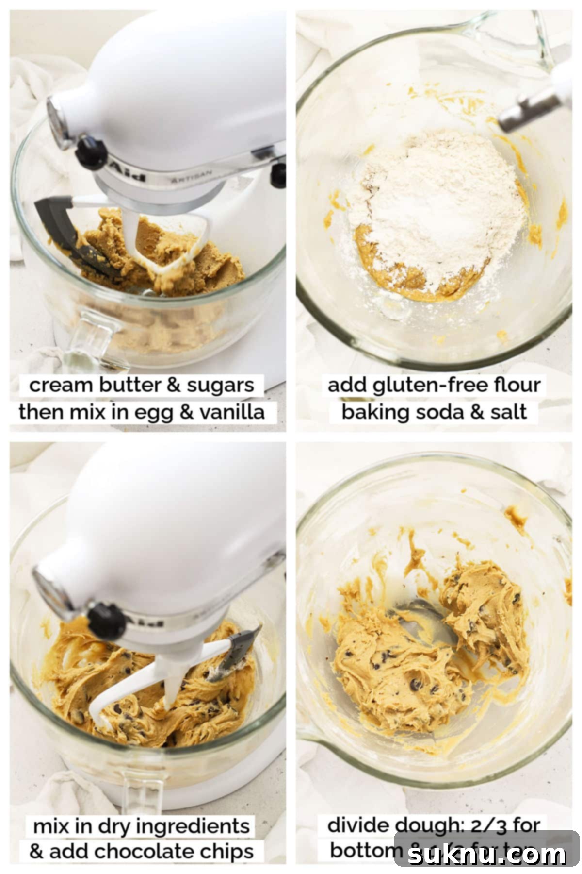 Step-by-step process of making the gluten-free cookie layer