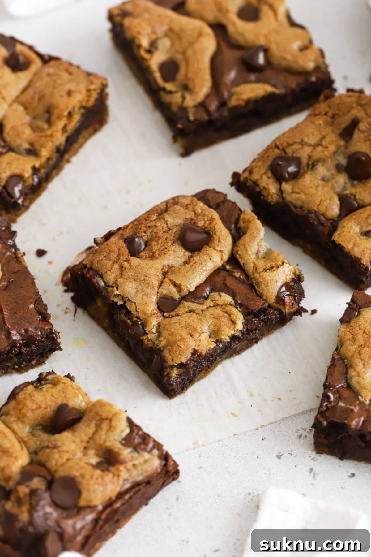Gluten-free brookies showcasing the swirled brownie and cookie layers