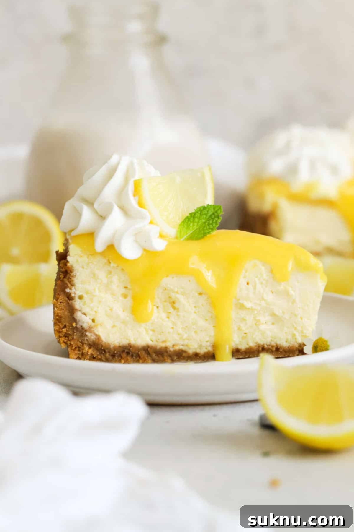 Simple Scratch-Made Lemon Curd 7 a slice of gluten-free lemon cheesecake with homemade lemon curd