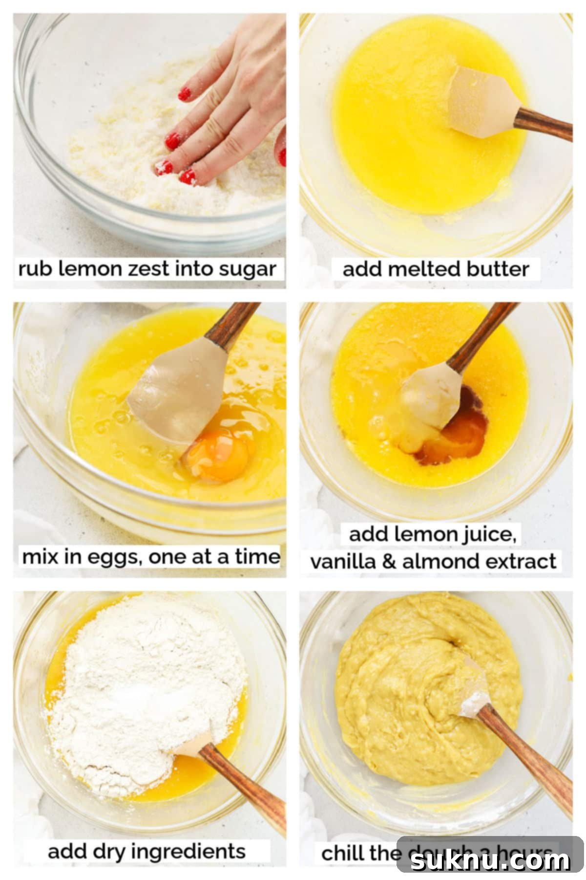 Zesty Gluten-Free Lemon Curd Gems 5 Yellow cookie dough for gluten-free lemon crinkle cookies being mixed in a stand mixer.